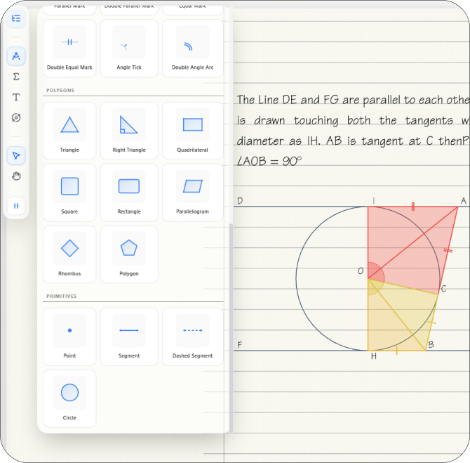 In-app geometry drawing toolkit