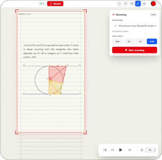 In-app screen and voice recording UI