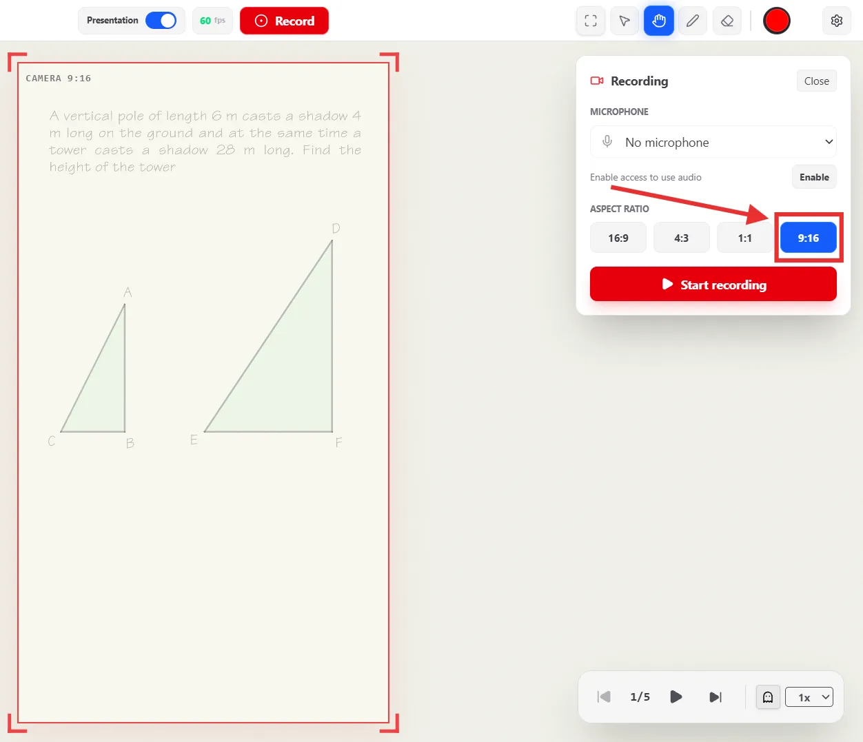 Selecting the Aspect Ratio