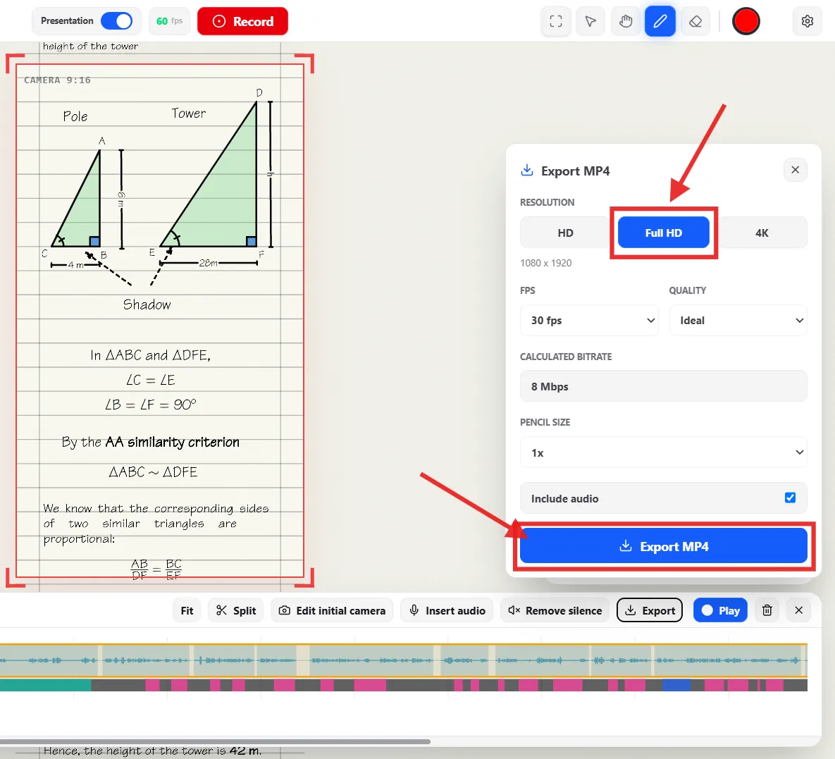 Choosing Export Settings